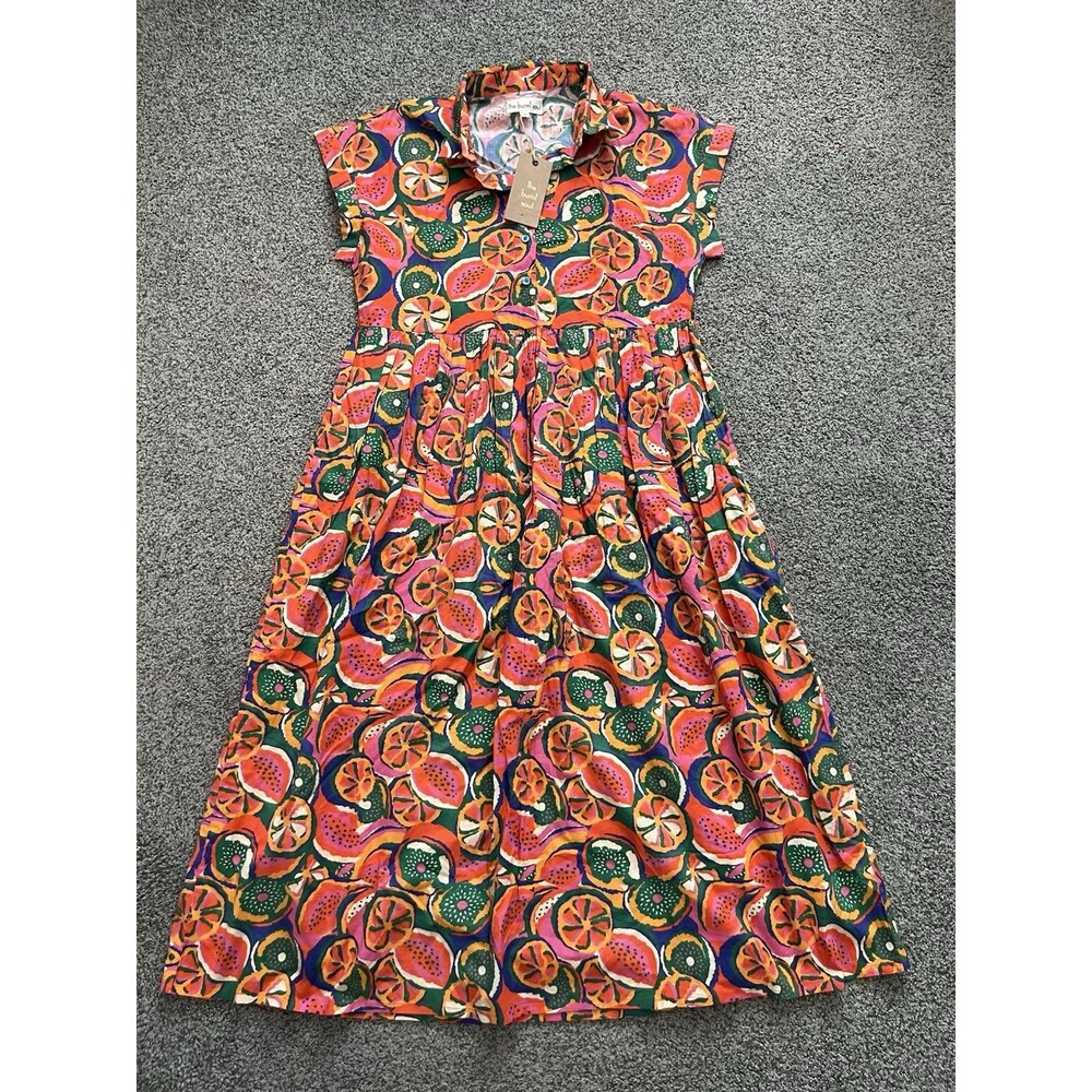Burnt Soul Campari Shirt Dress Size M New With Tags Graphic Button-Up Dress